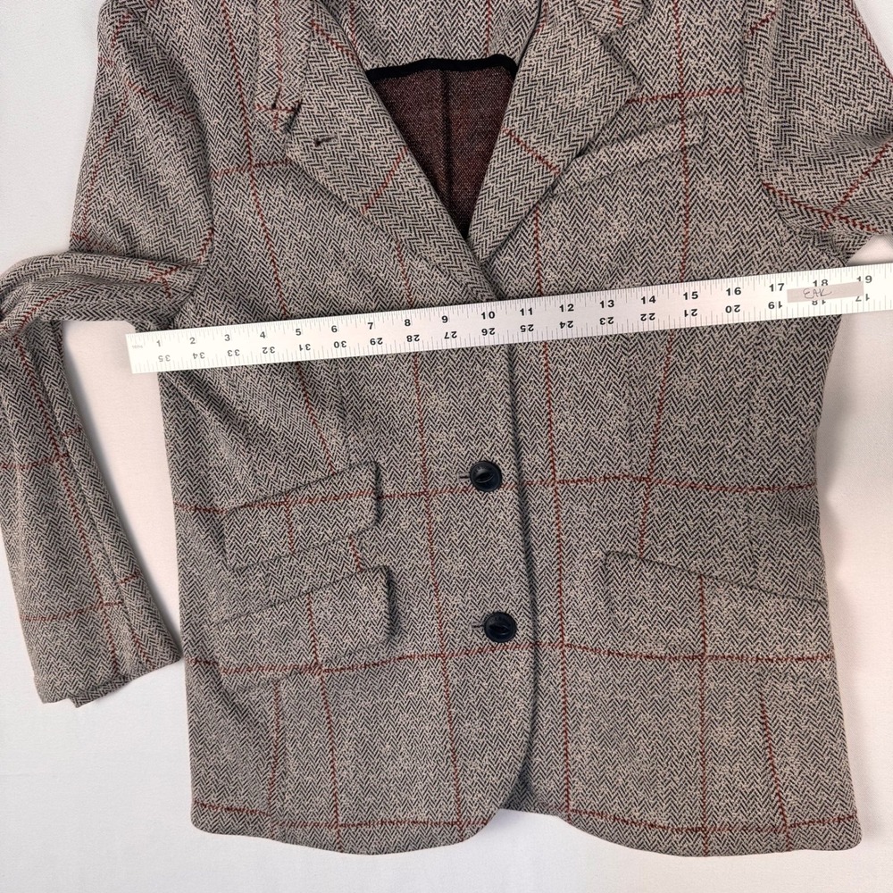 Rag & Bone Blazer Women Size 12 Gray Red Herringbone Windowpane Knit Jacket - Picture 5 of 13